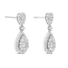 Roman Malakov 1.94 Carats Total Pear Shape Diamond Illusion Dangle Drop Earrings