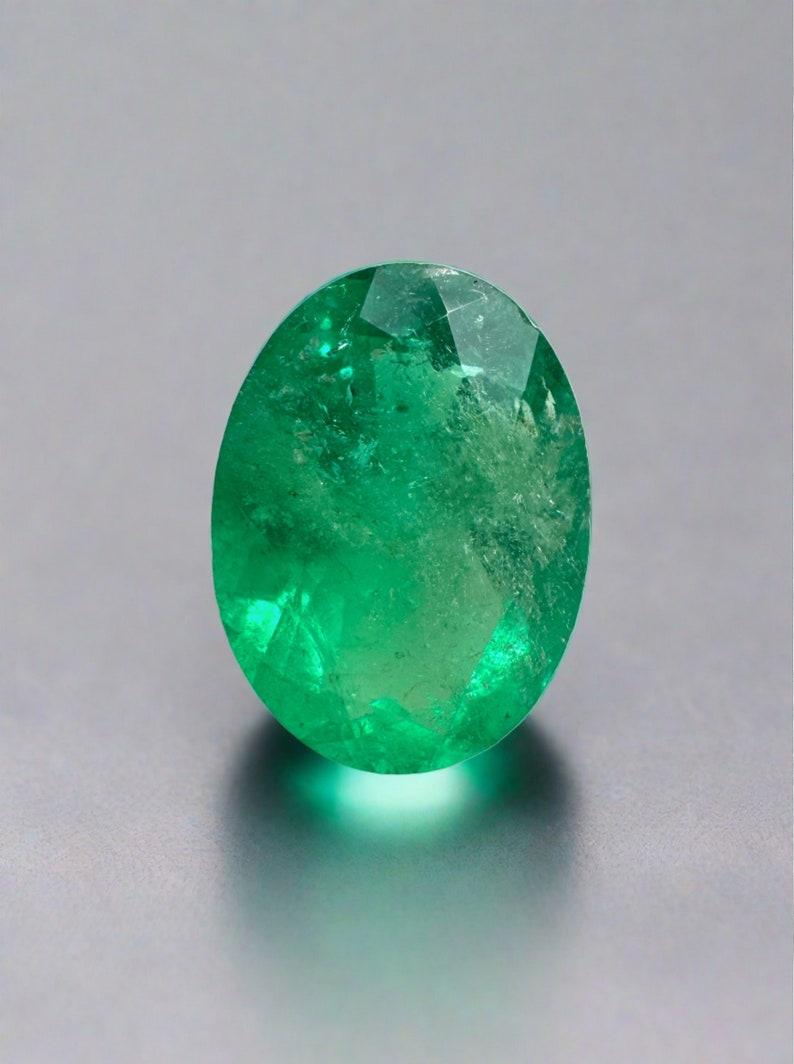 1.94 Ct 10x7.5 Green Colombian Oval Emerald Loose Gemstone
