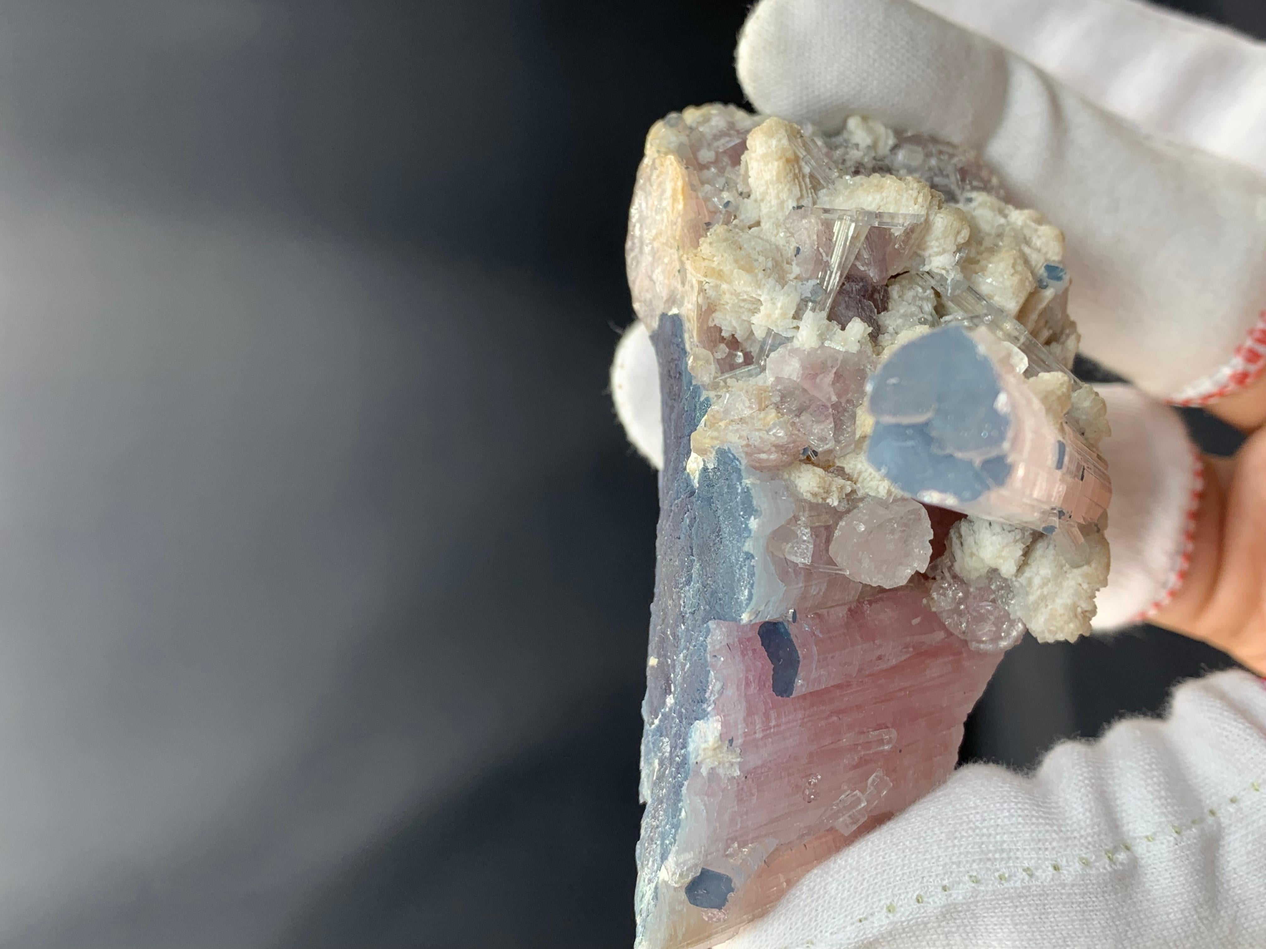Spécimen de tourmaline rubellite bleue avec Albite d'Afghanistan Bon état - En vente à Peshawar, PK