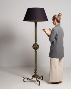 1940-1949 France Deep Ebony Black Ebonized Floor Lamp