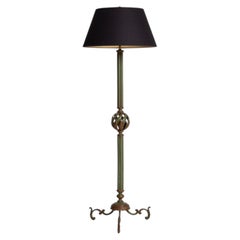 1940-1949 France Deep Ebony Black Ebonized Floor Lamp
