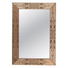 1940-1949 Italy Warm Blush Pink Carved Wood Mirror