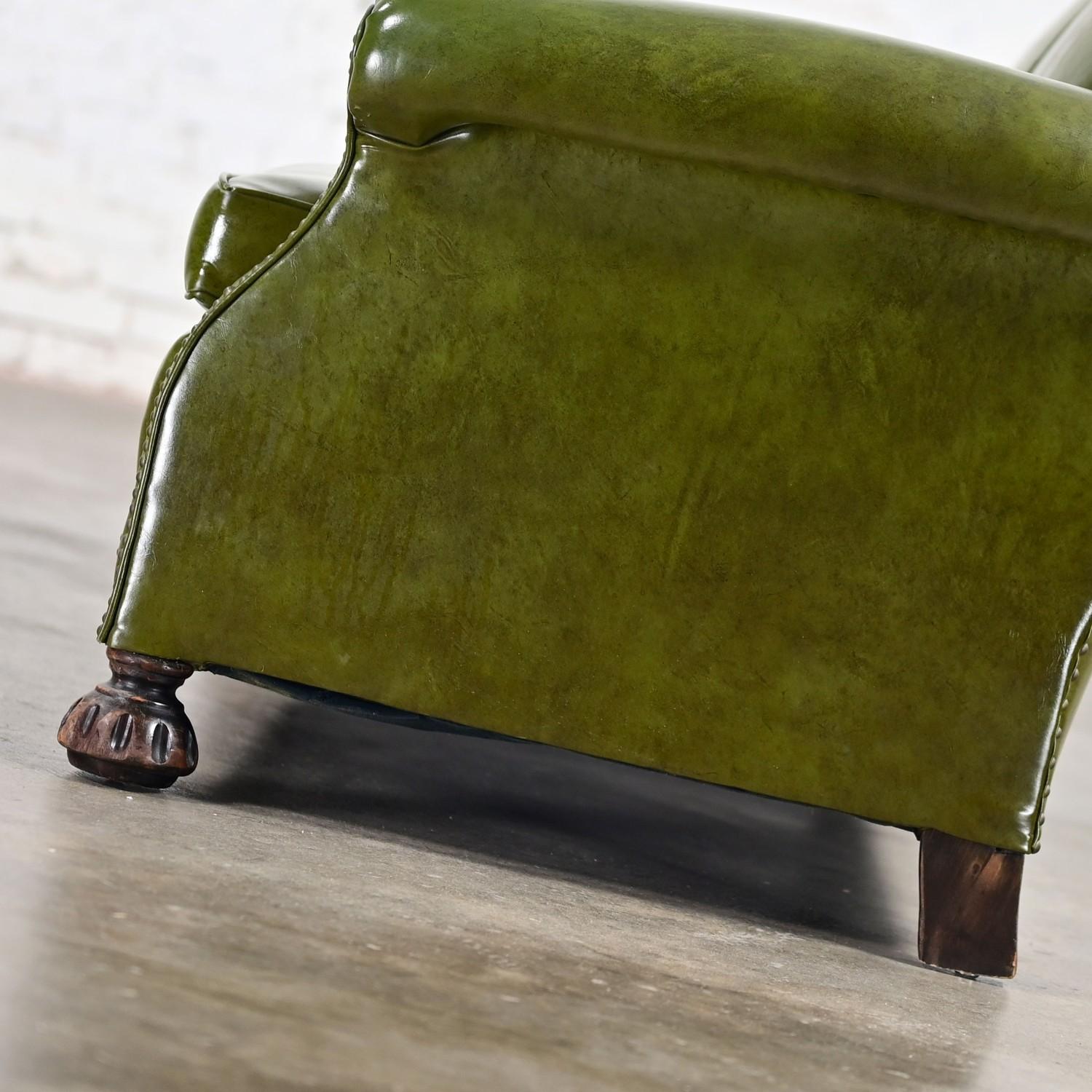 1940-1950’s Traditional Green Naugahyde Faux Leather Lawson Club Style Sofa For Sale 5