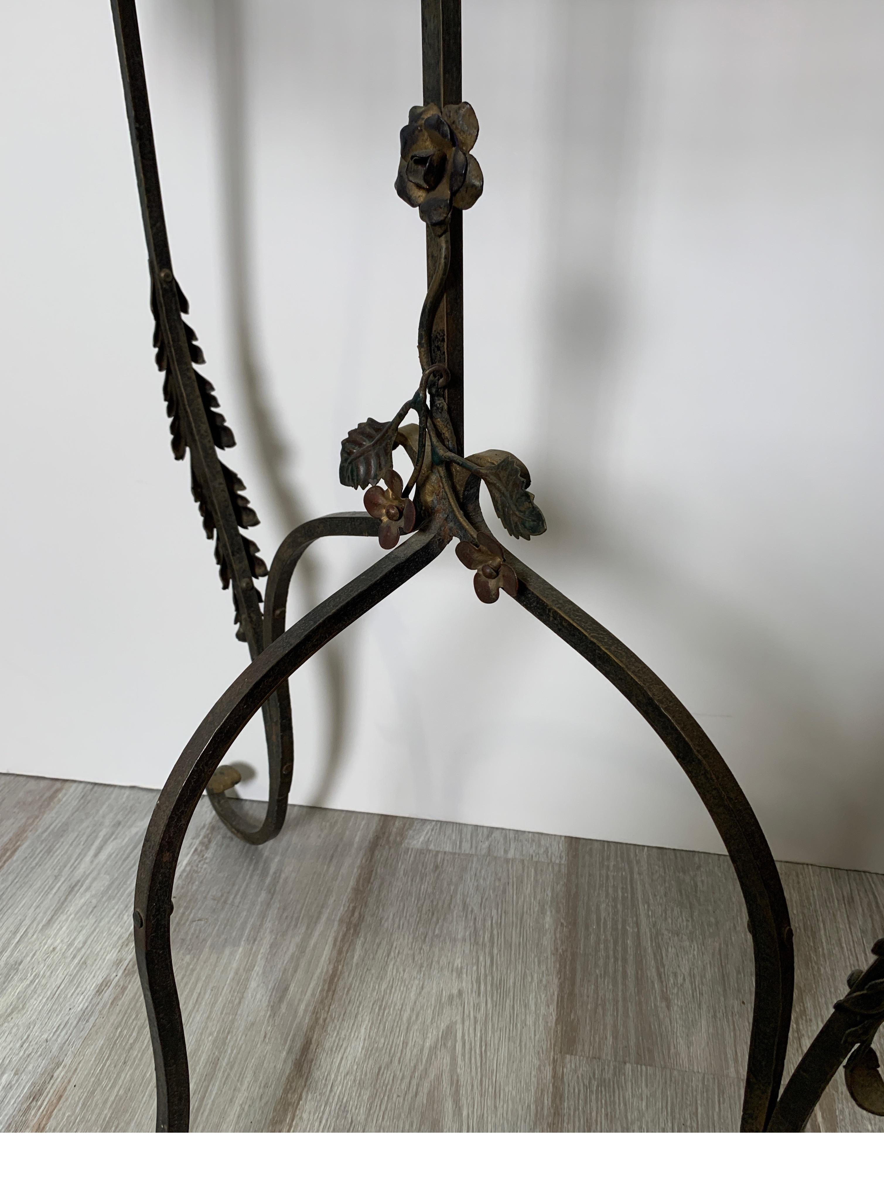 Mid-20th Century 1930s Wrought Iron Marble Top Half Round Console Table
