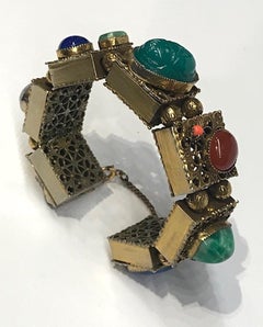 1940/50s Memory Wire Cabochon Bracelet