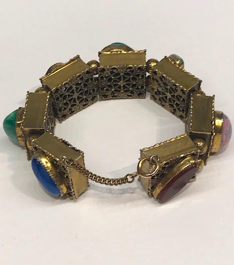 1940/50s Memory Wire Cabochon Bracelet 3