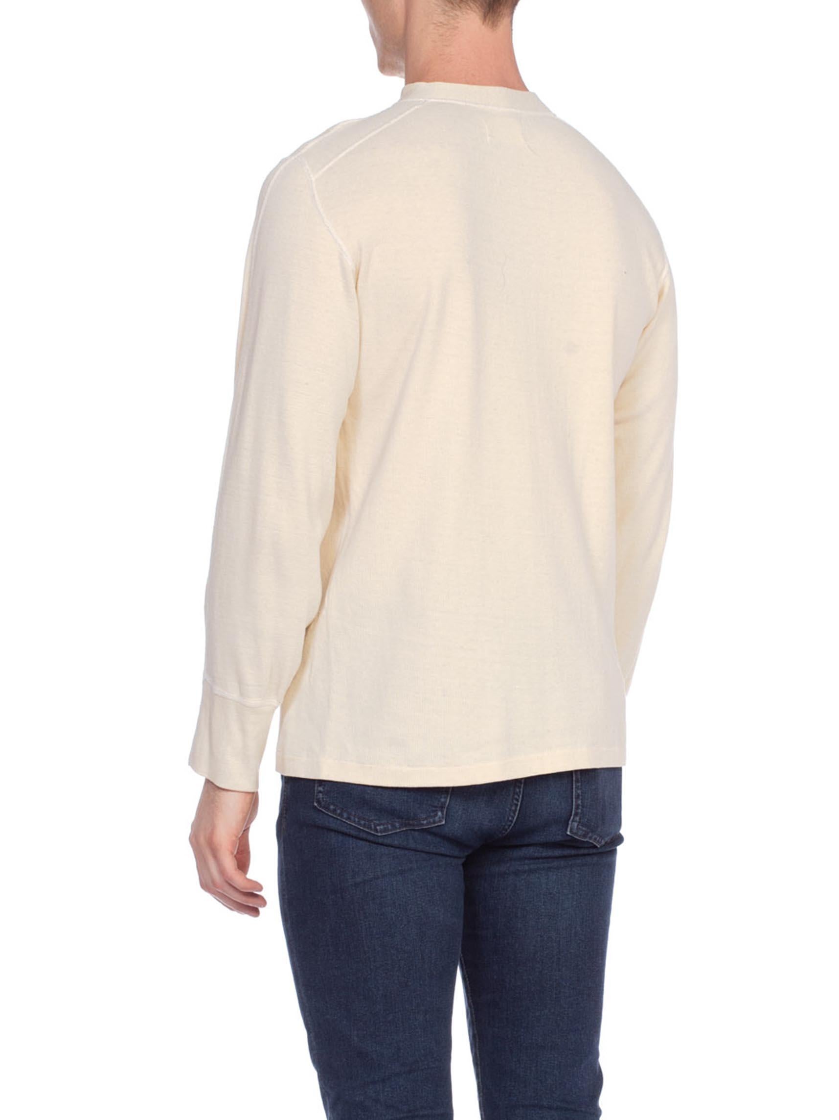 1940S Cream Wool/Cotton Jersey Men's Military Thermal Shirt 1