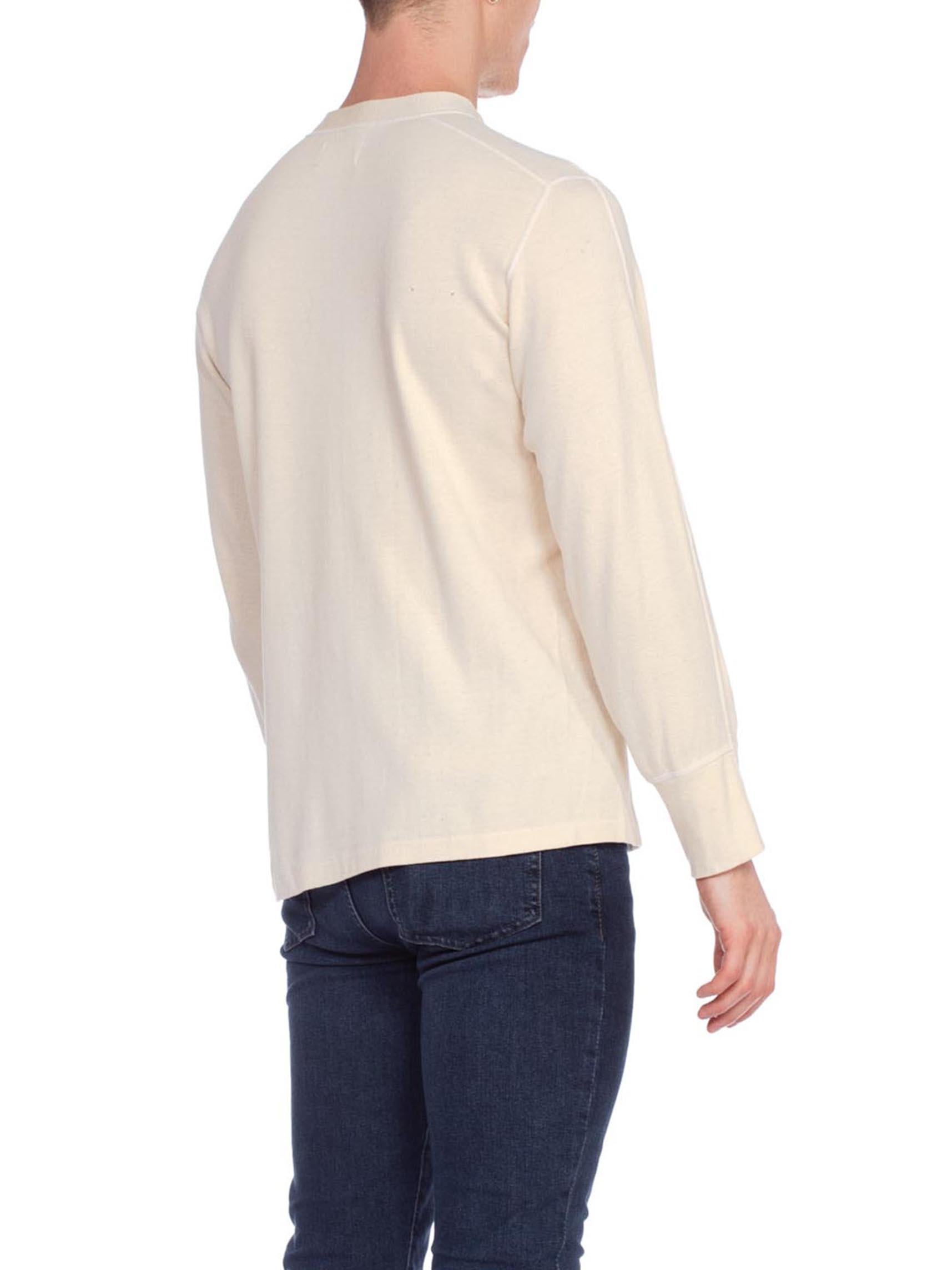1940S Cream Wool/Cotton Jersey Men's Military Thermal Shirt 2