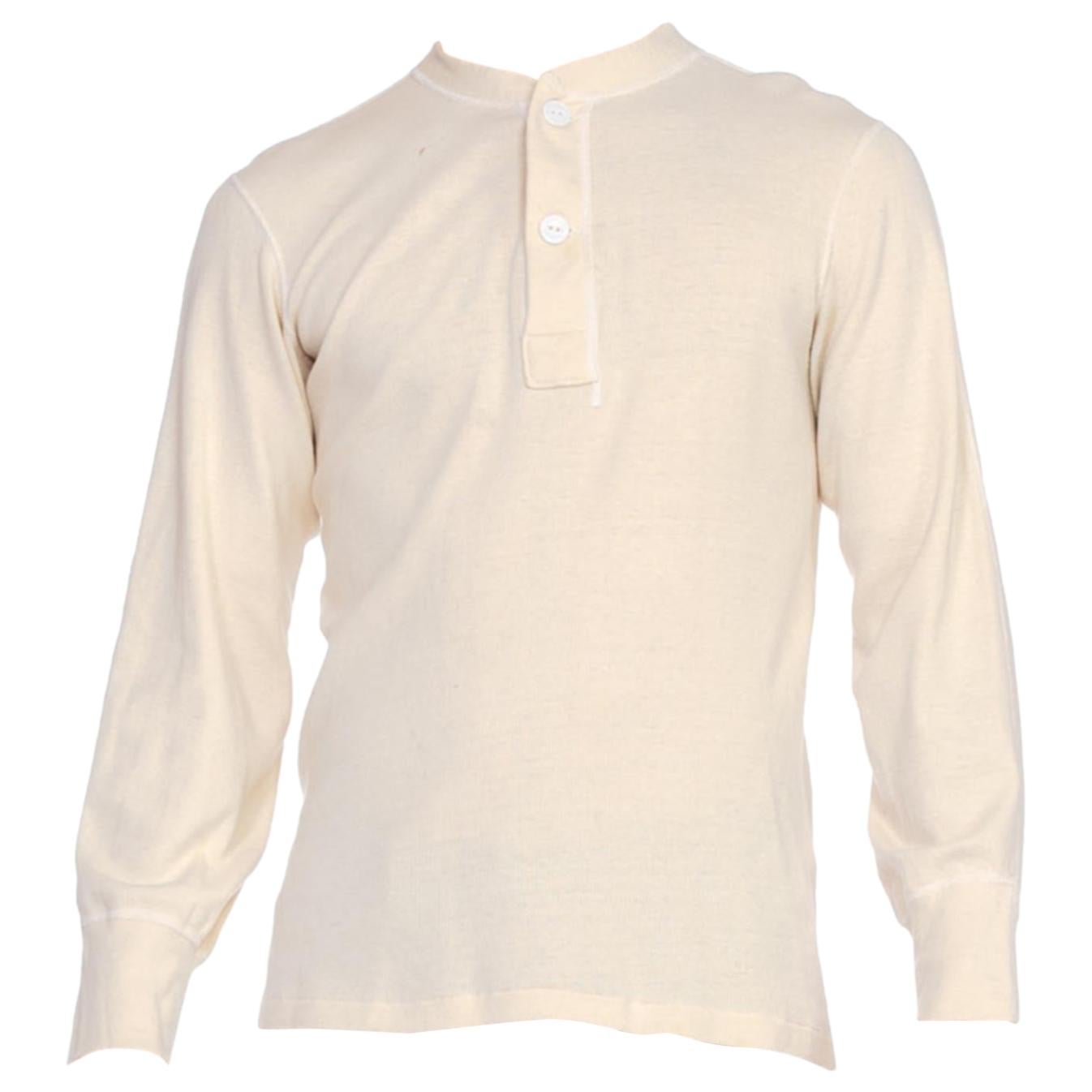 1940er Cremefarbenes Militär-Thermalhemd für Männer aus Wolle/Baumwolle/Jersey im Angebot