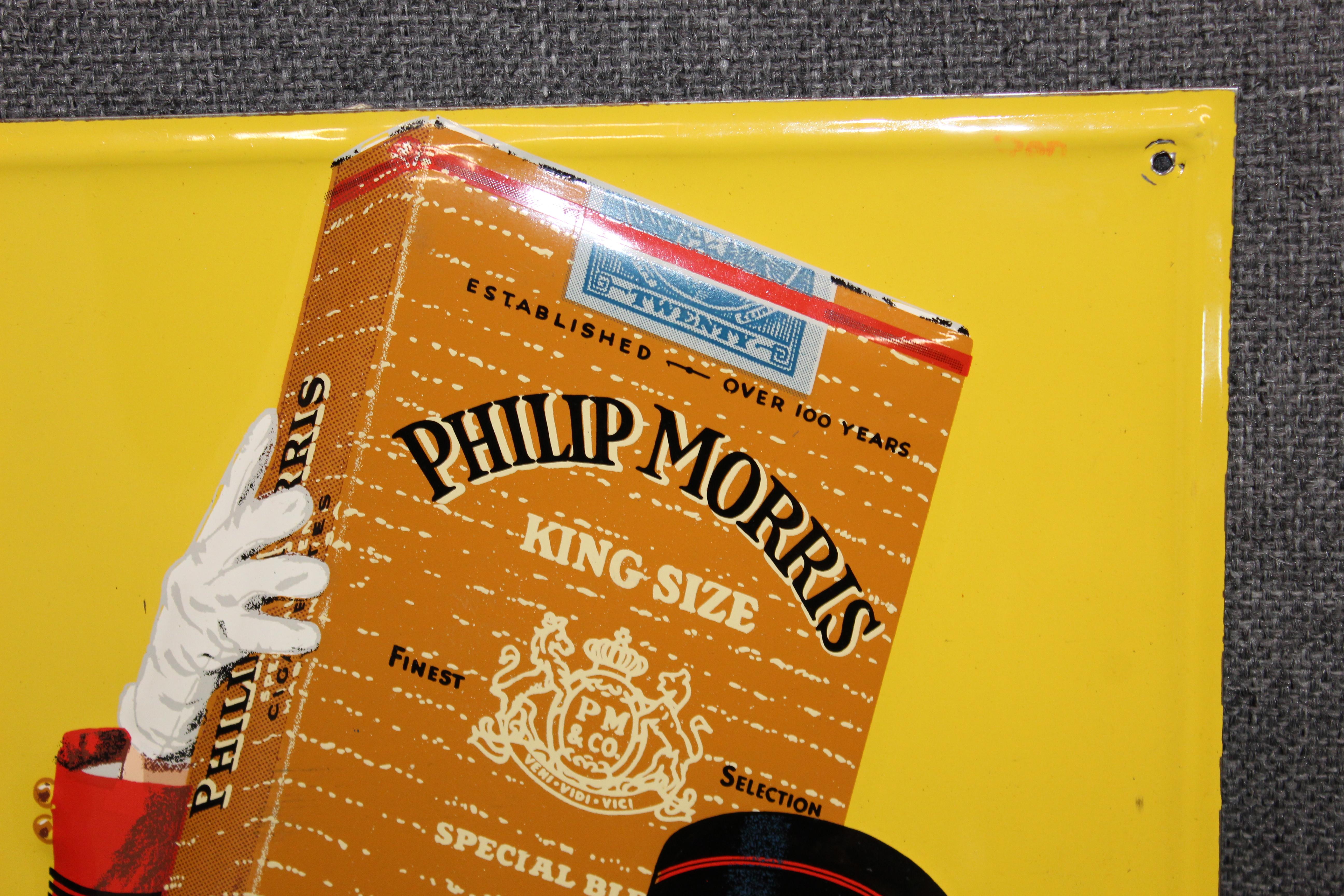 1940s-1950s Philip Morris Tin Sign For Sale 6