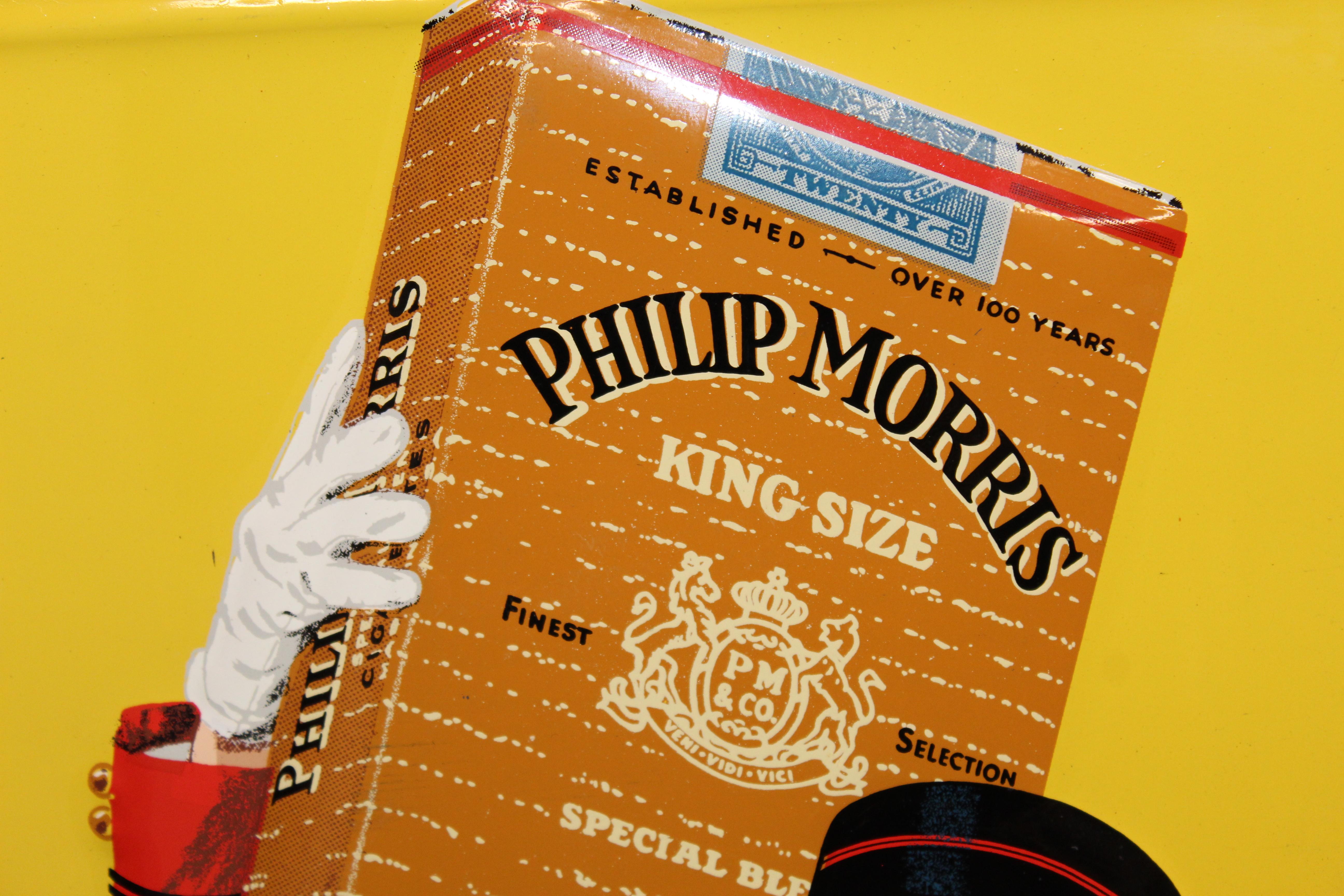 1940s-1950s Philip Morris Tin Sign For Sale 7