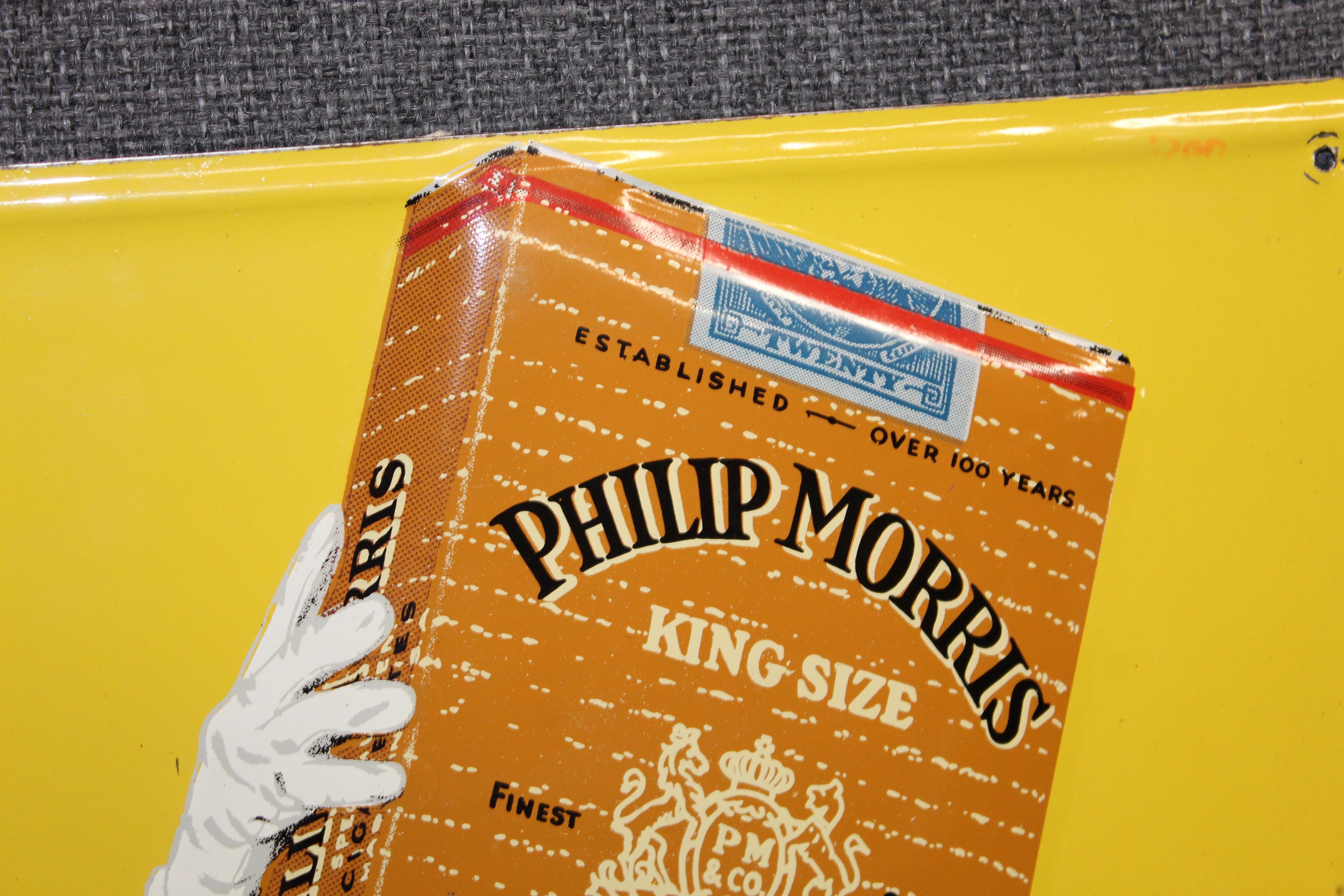 Late 20th Century 1940s-1950s Philip Morris Tin Sign For Sale