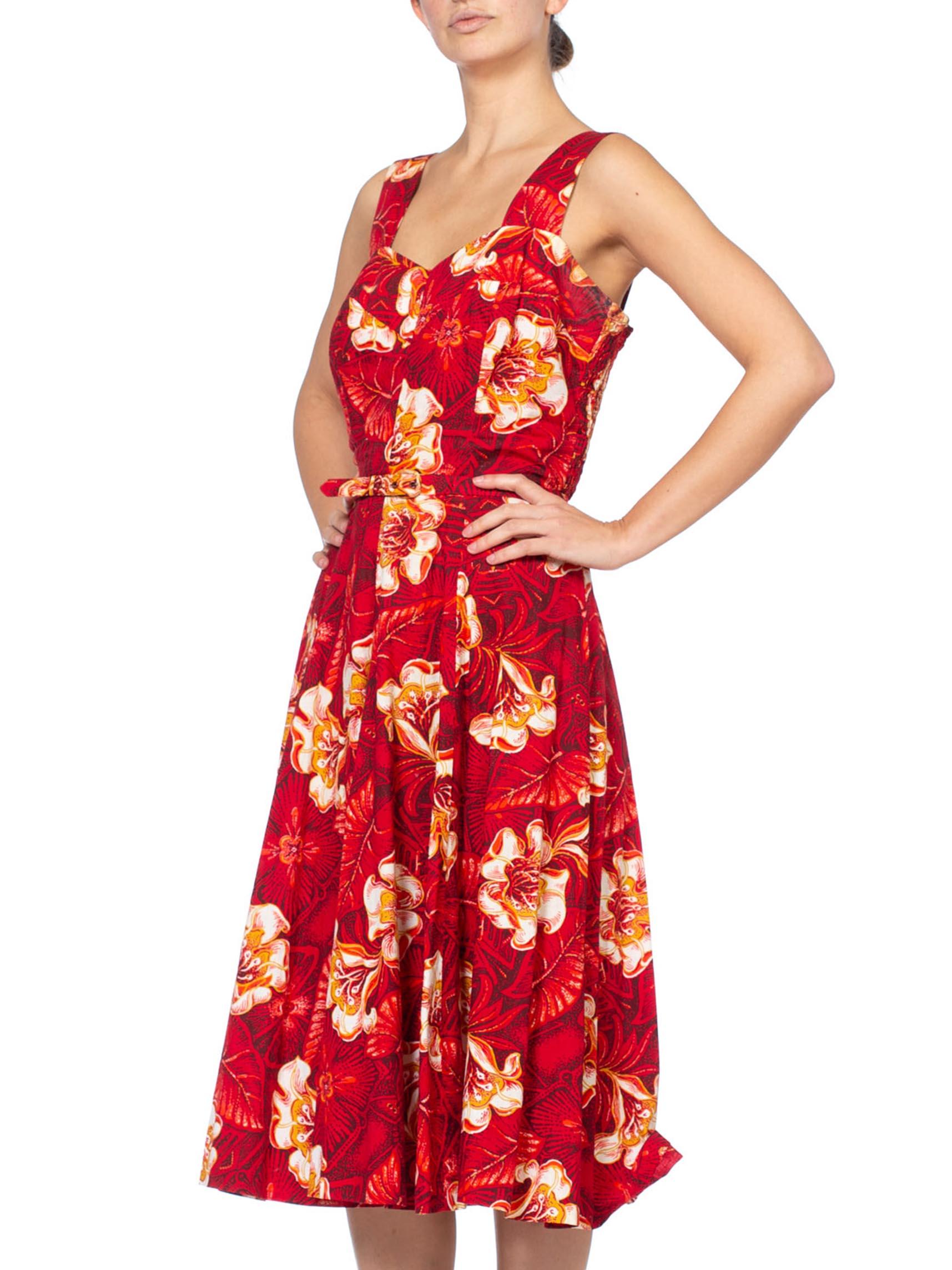 red tropical dress