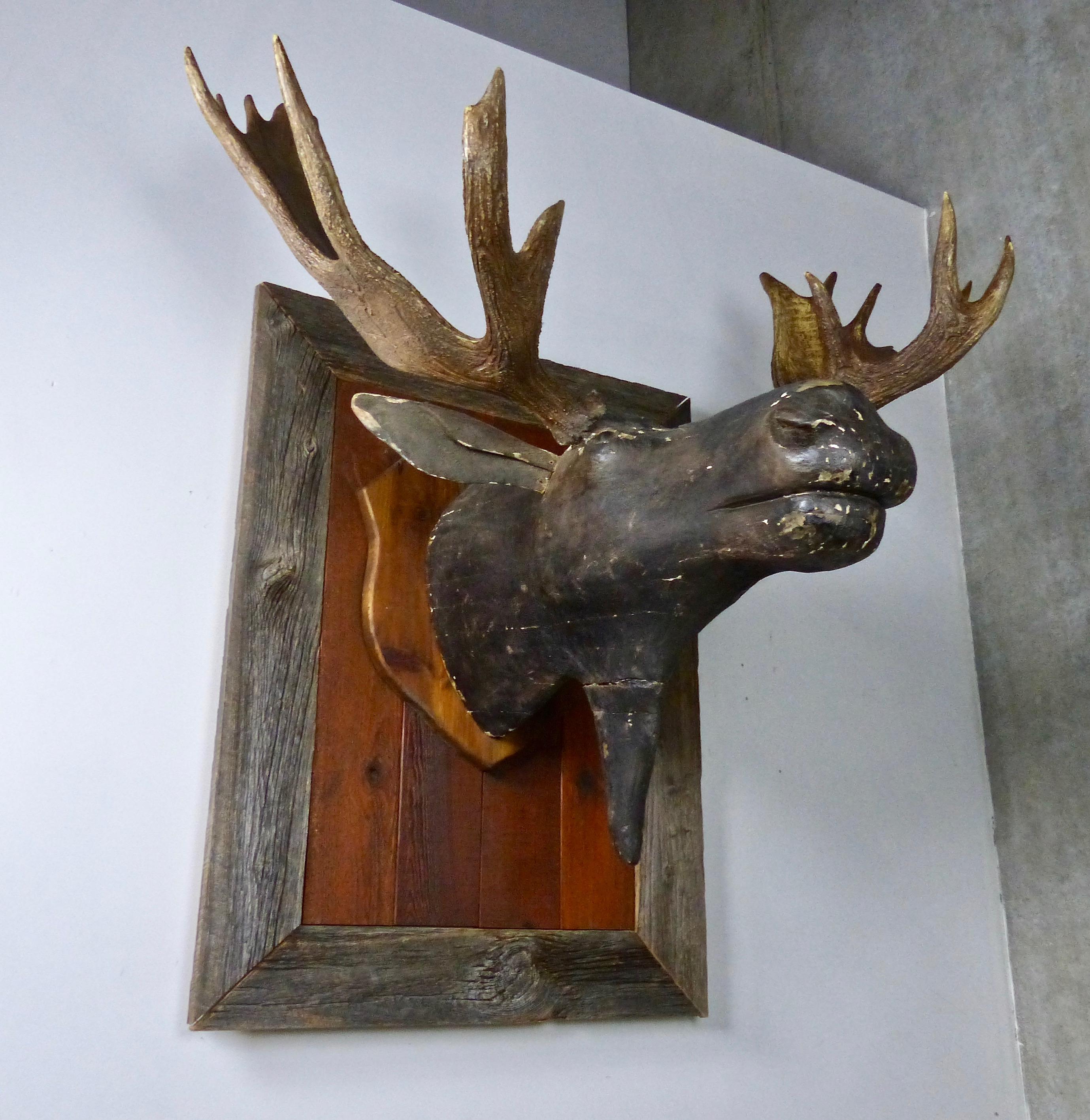 wooden moose head