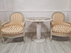 1940 Antique French Bergère Armchairs with Peach Cotton Upholstery