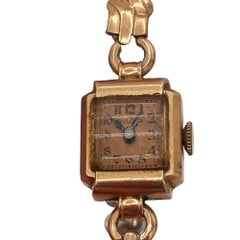 1940 Art Deco 14k Rose Gold Fill Ladies Watch by Bulova w/ 10k JB Champion Band