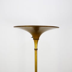 Art Deco Gold-Tone Aluminum Torchiere Floor Lamp, 1940