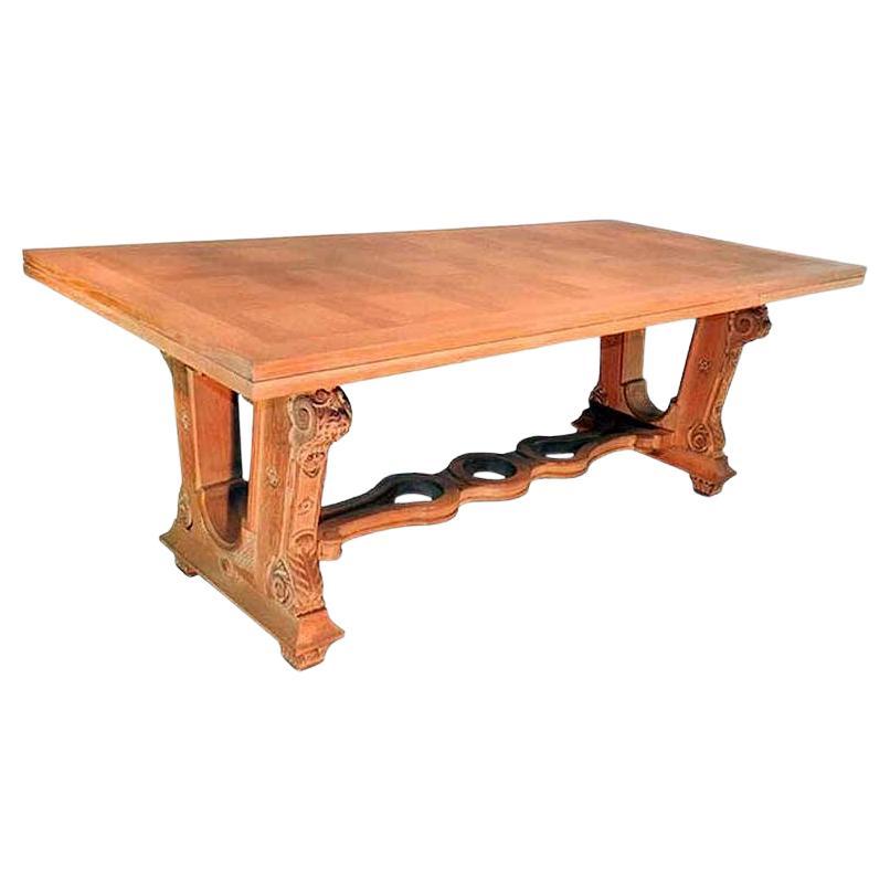 1940 Art Deco Whiten Oak Dining Room Table For Sale