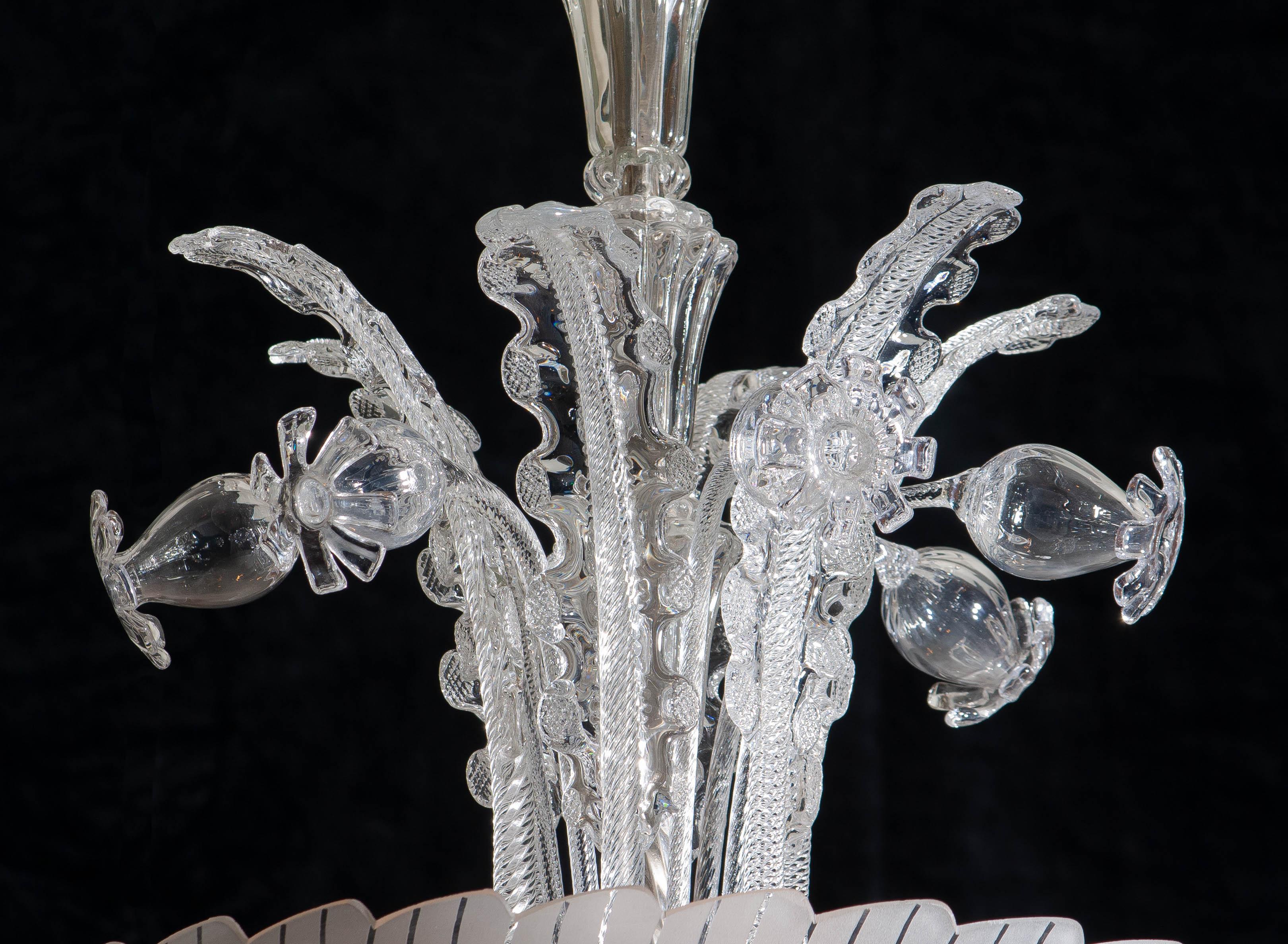 1940 Art Nouveau Crystal Art Glass Chandelier by Fritz Kurz for Orrefors Sweden 5