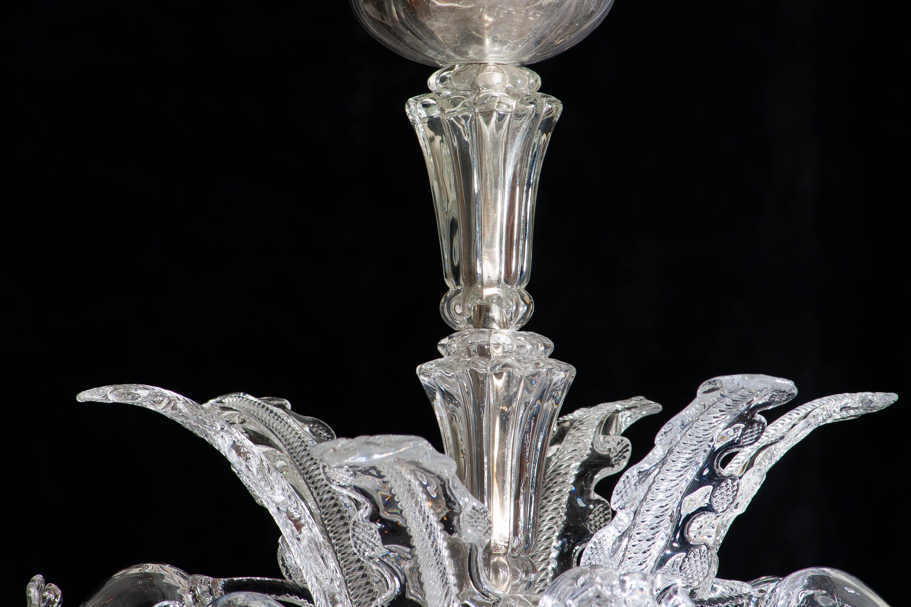 1940 Art Nouveau Crystal Art Glass Chandelier by Fritz Kurz for Orrefors Sweden 3