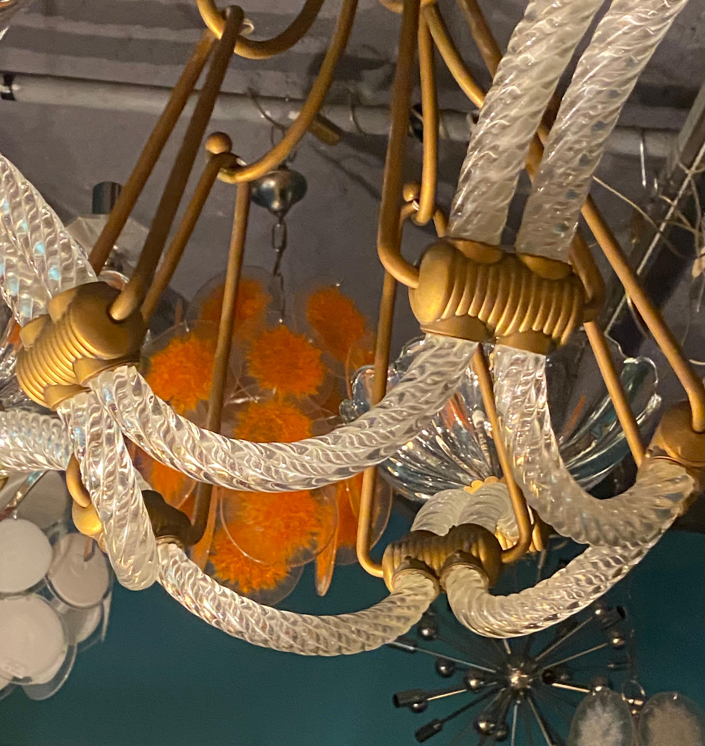 1940′ Barovier Chandelier 5 Arms of Light Ø 82 cm x H 110 cm For Sale 2