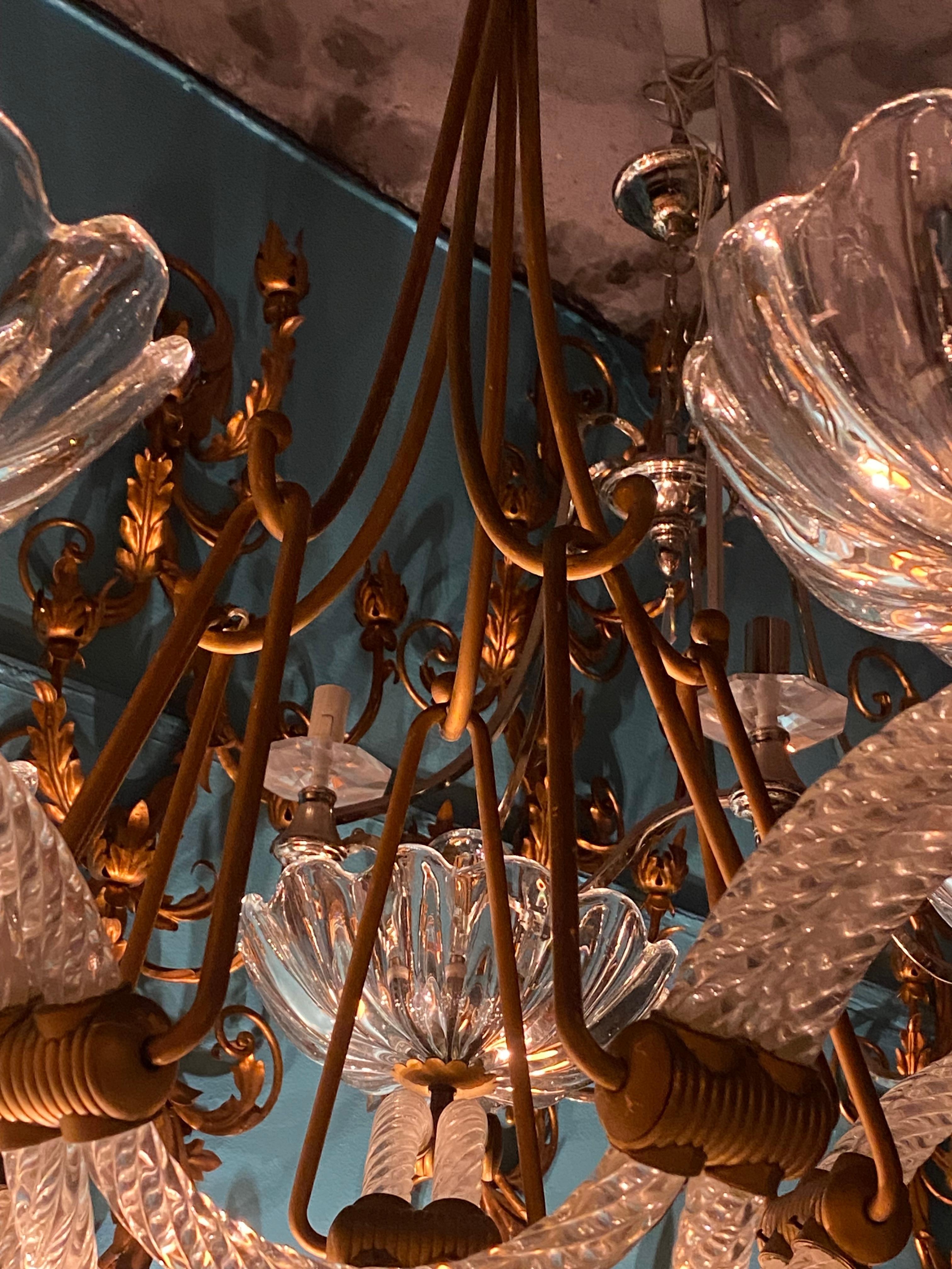 1940′ Barovier Chandelier 5 Arms of Light Ø 82 cm x H 110 cm For Sale 5