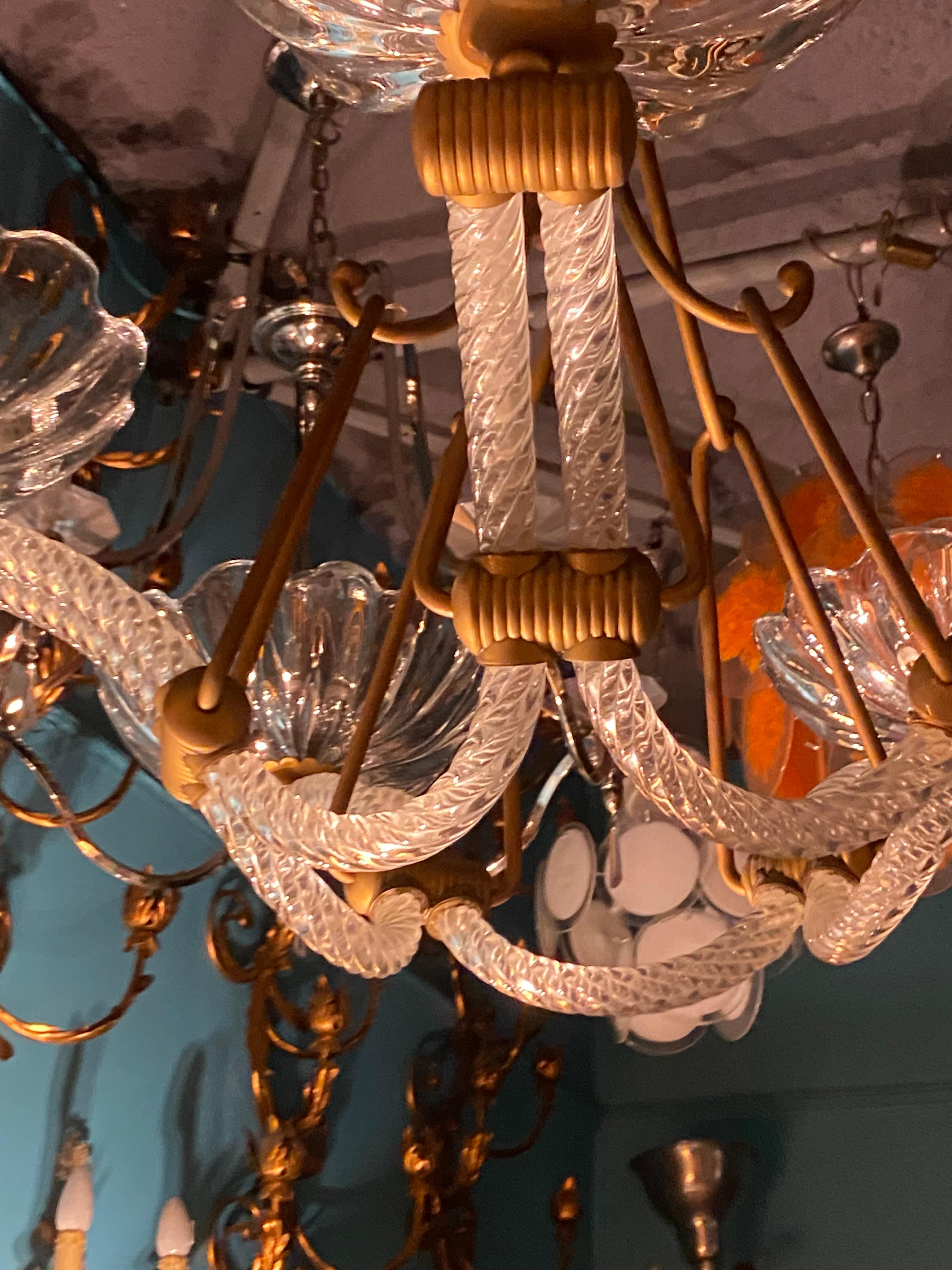 Mid-20th Century 1940′ Barovier Chandelier 5 Arms of Light Ø 82 cm x H 110 cm For Sale