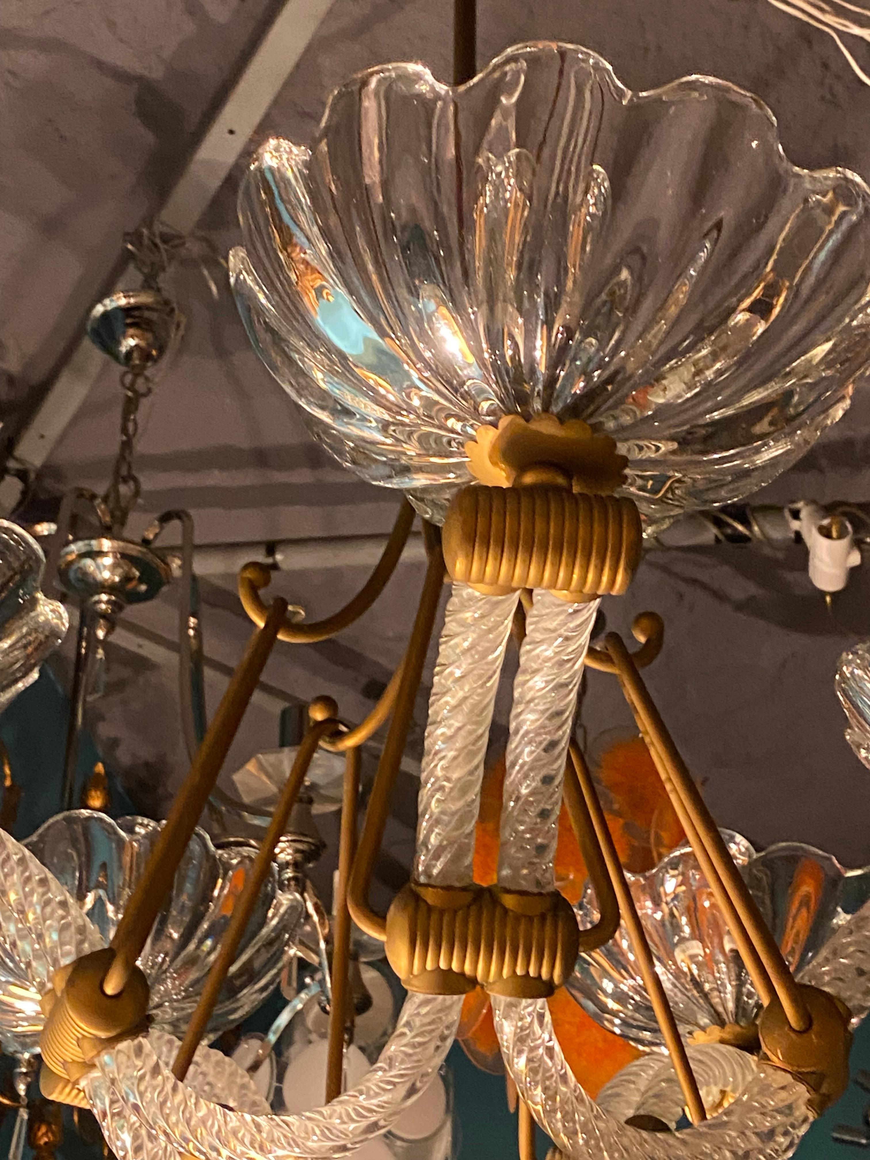Bronze 1940′ Barovier Chandelier 5 Arms of Light Ø 82 cm x H 110 cm For Sale