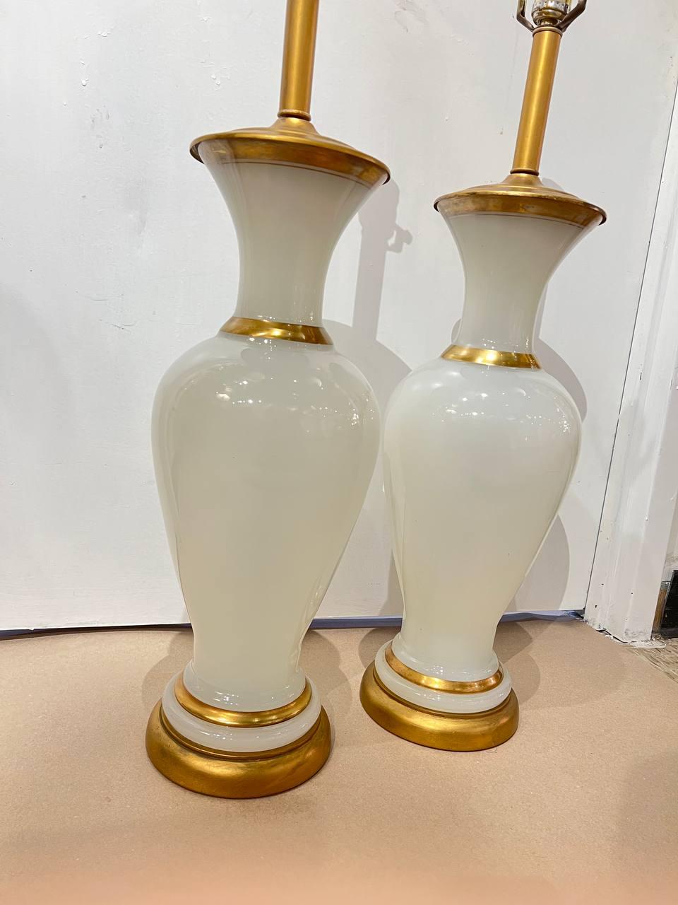 A circa 1940's French tall white Opaline glass impressive and simple design