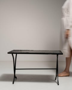1940 Black Wrought Iron Coffee Table with Slate Top
