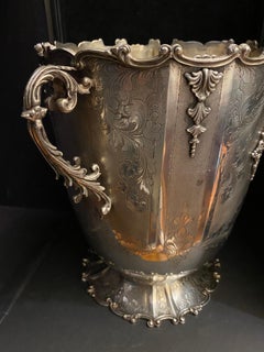 1940 Champagne Bottle Silver Holder with Handle