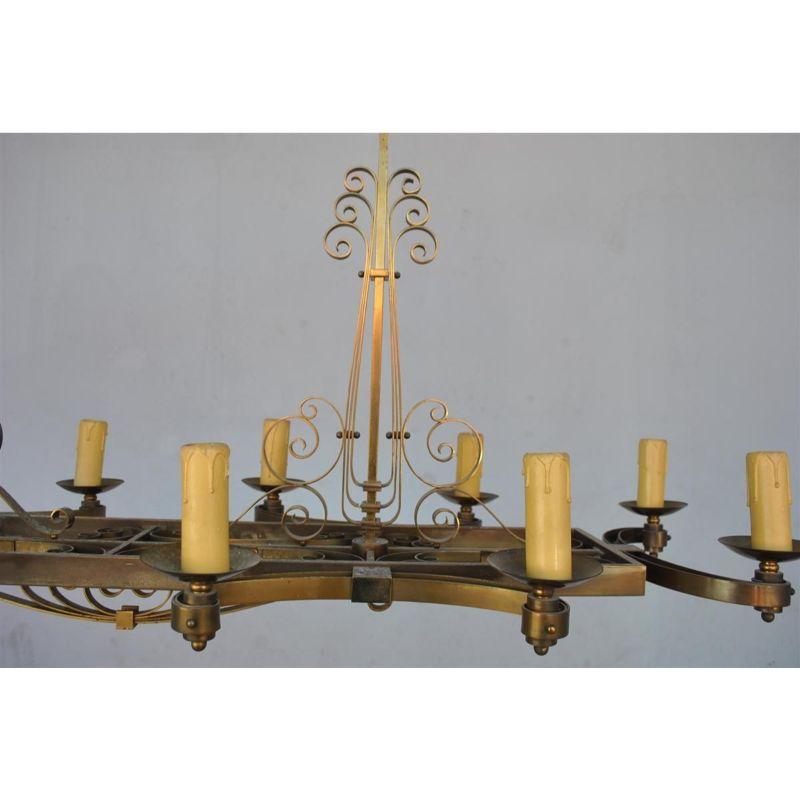 1940 Bronze Chandelier in the Spirit of Subes For Sale 1