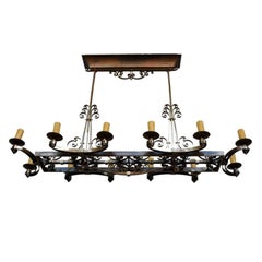 Lampadario in bronzo del 1940 nello spirito di Subes