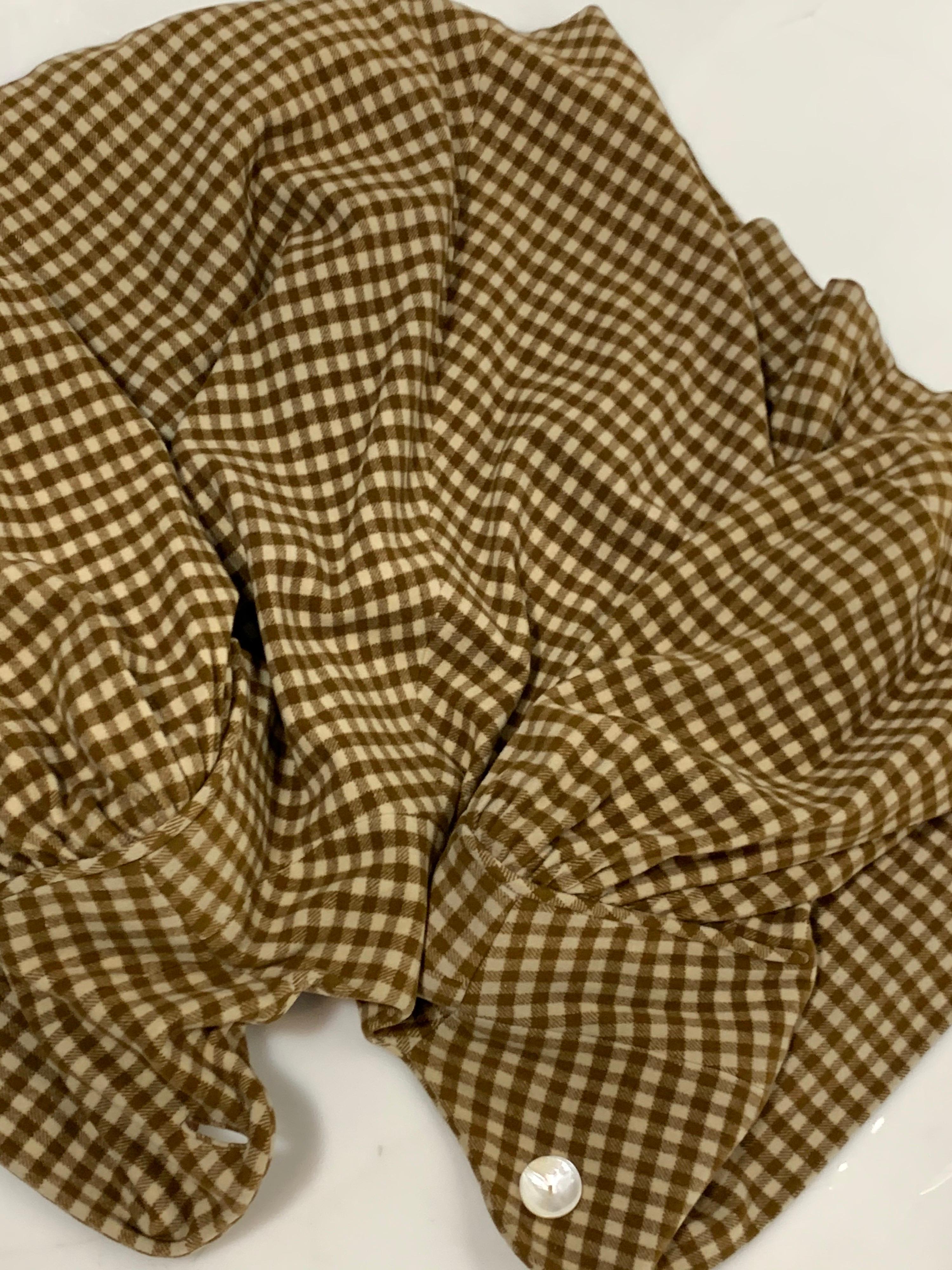 1940 Caramel Check Wool Swing Coat W/ Lantern Cut Sleeve & Structured Shoulders For Sale 7