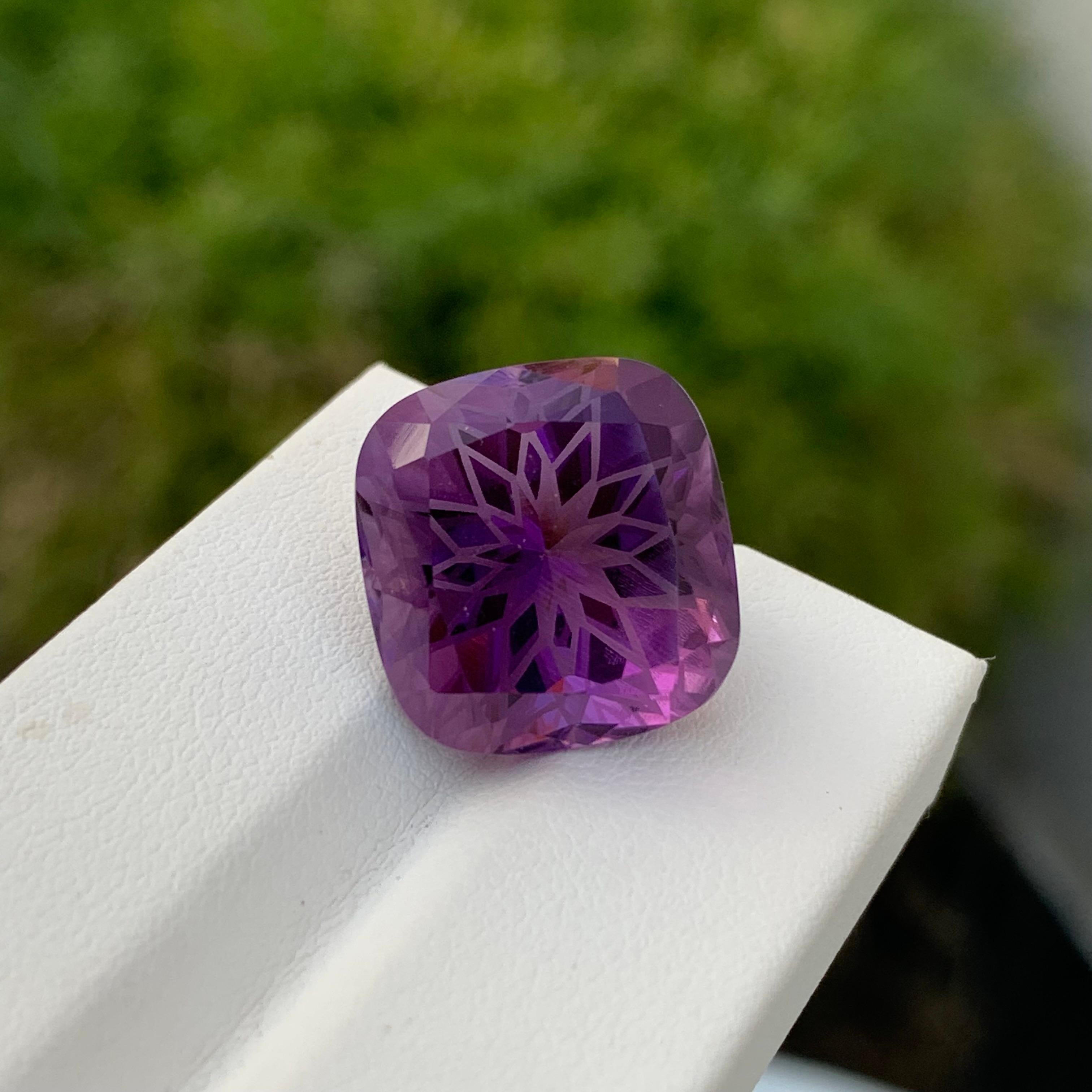 Loose Amethyst
Weight: 19.40 Carats
Dimension: 16.5 x 15.9 x 12.4 Mm
Colour: Purple
Origin: Brazil
Treatment: Non
Certificate: On Demand
Shape: Square 

Amethyst, a stunning variety of quartz known for its mesmerizing purple hue, has captivated