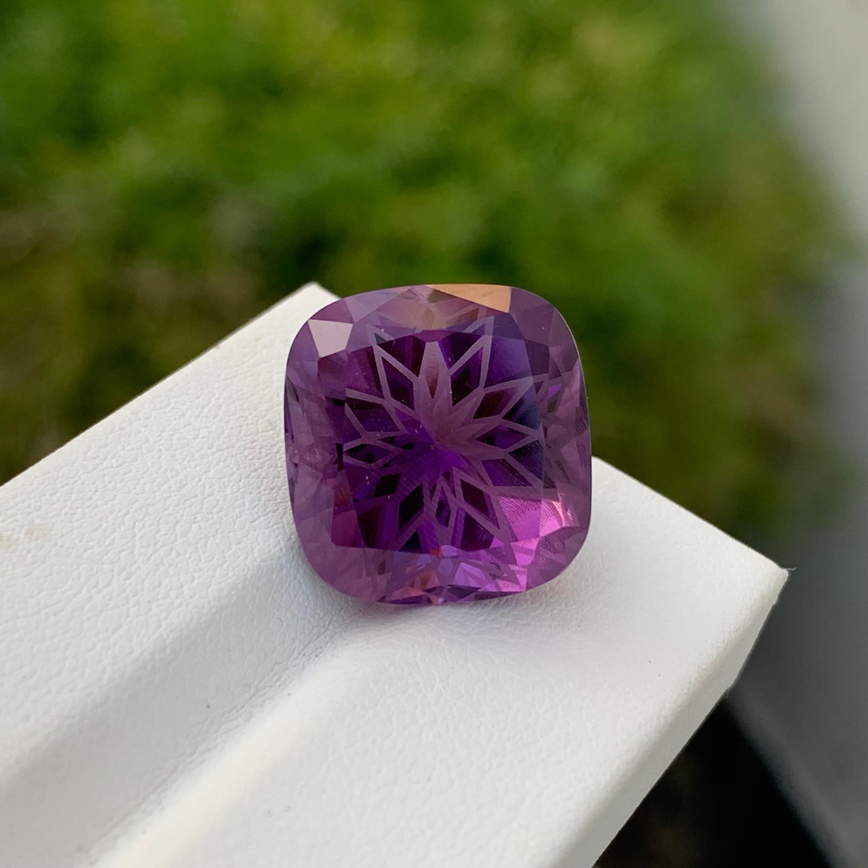 Arts and Crafts 19.40 Carat Natural Loose Amethyst Flower Cut Gem From Brazil Mine For Sale