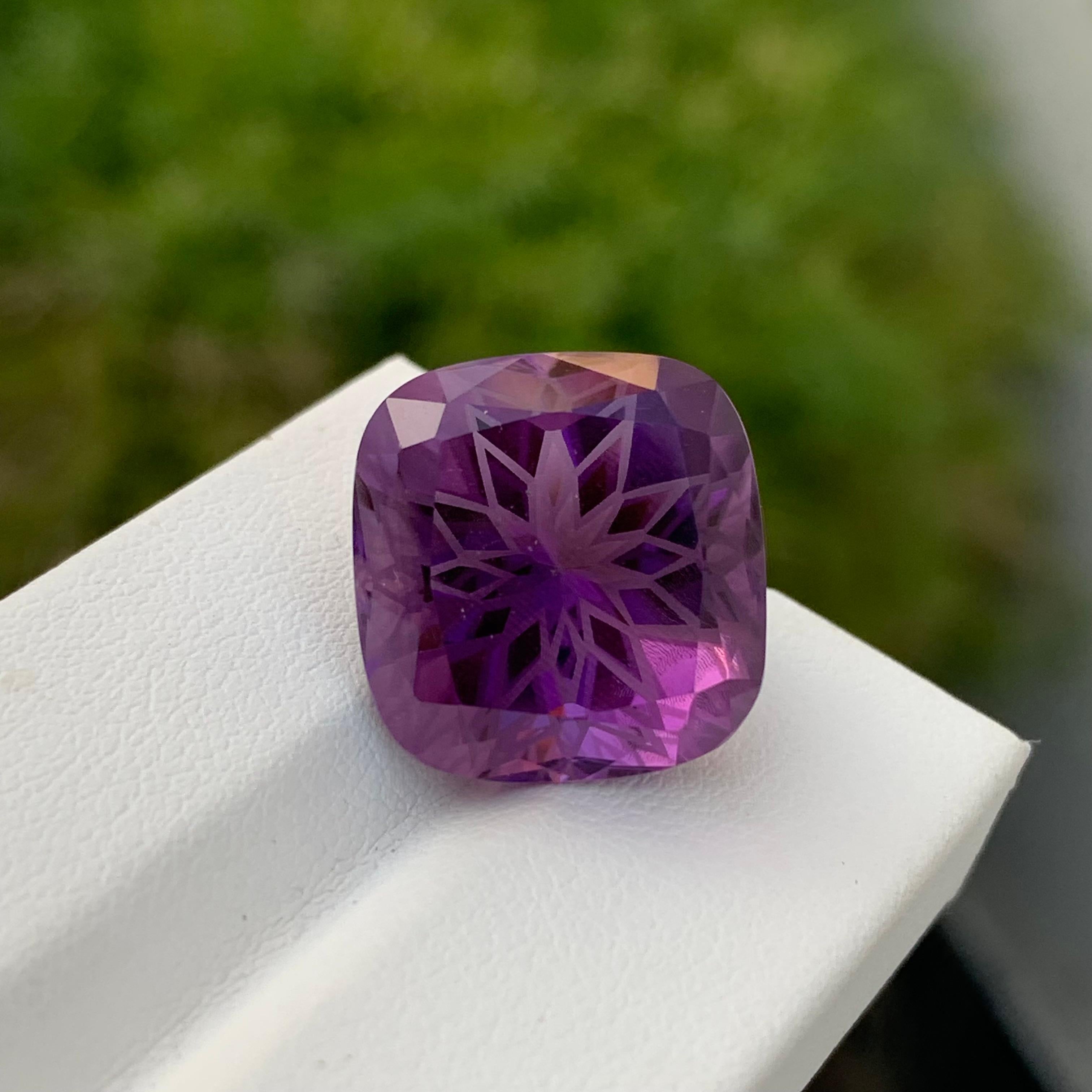 19.40 Carat Natural Loose Amethyst Flower Cut Gem From Brazil Mine For Sale 1