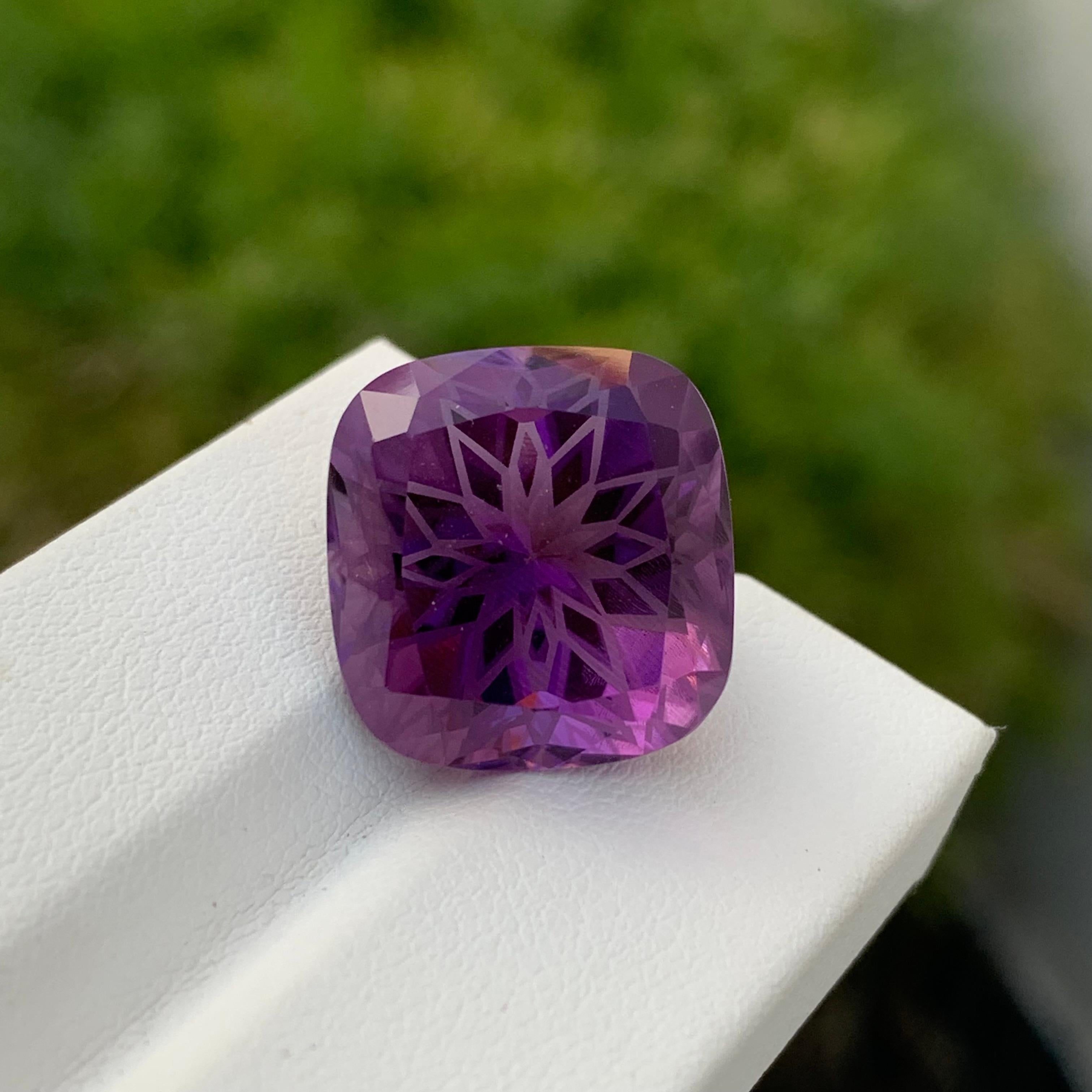 19.40 Carat Natural Loose Amethyst Flower Cut Gem From Brazil Mine For Sale 2