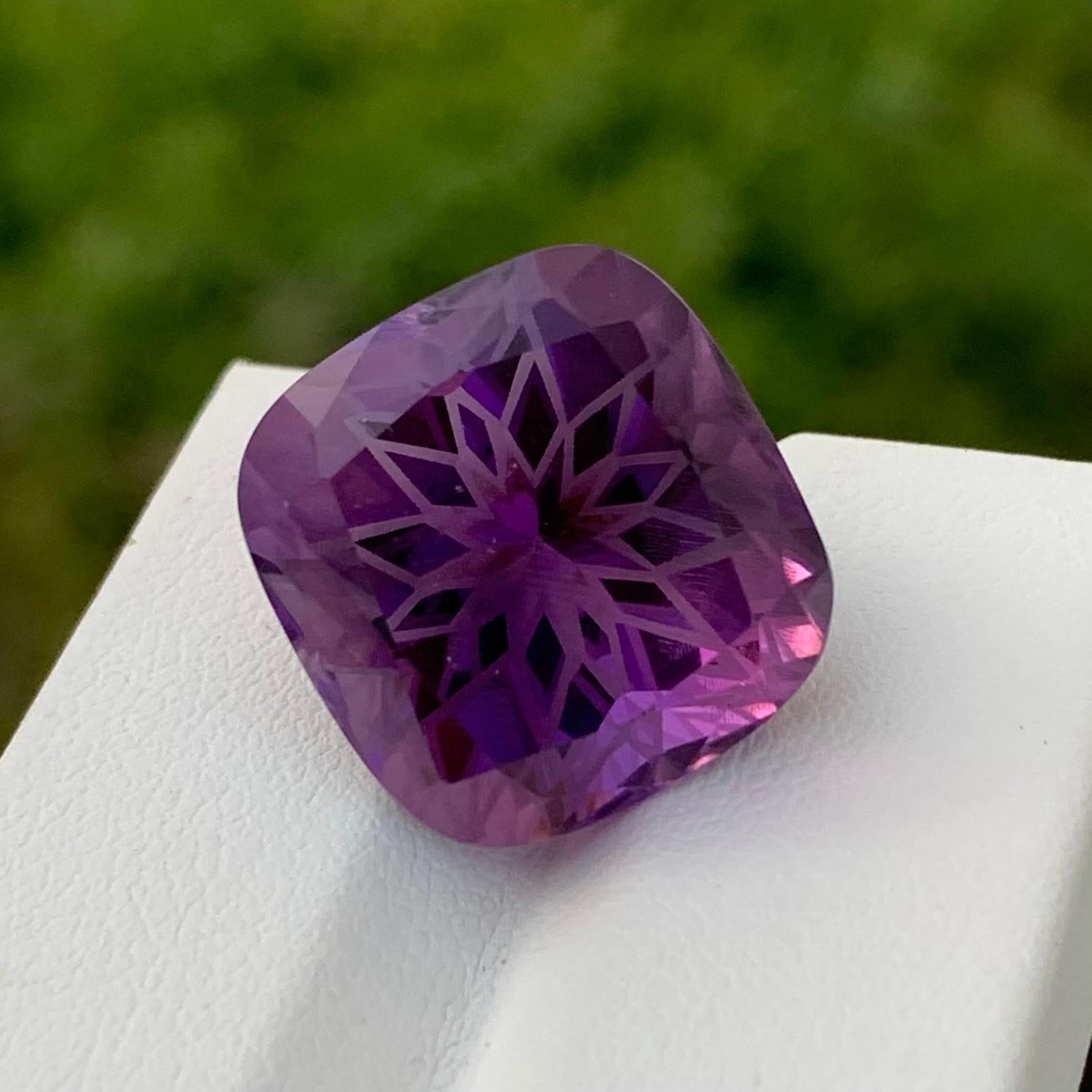 19.40 Carat Natural Loose Amethyst Flower Cut Gem From Brazil Mine For Sale 3