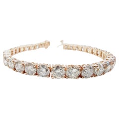 19.40 Quilates Diamante Natural Redondo Pulsera Tenis Oro Rosa 14 Kilates