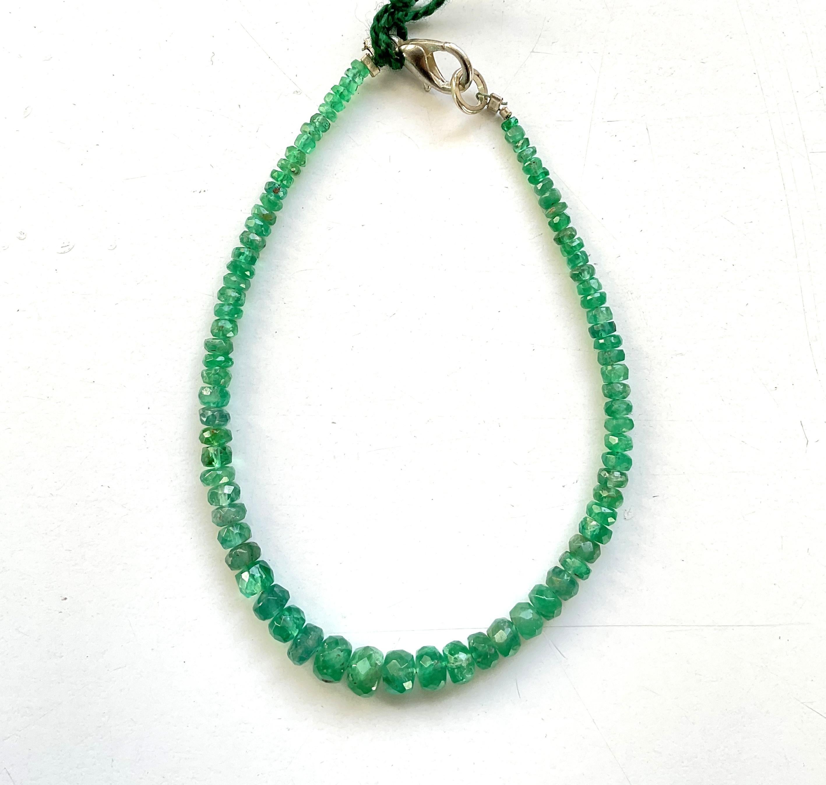 Art Deco 19.40 Carats Panjshir Emerald Faceted Beads For Fine Jewelry Natural Gemstone For Sale