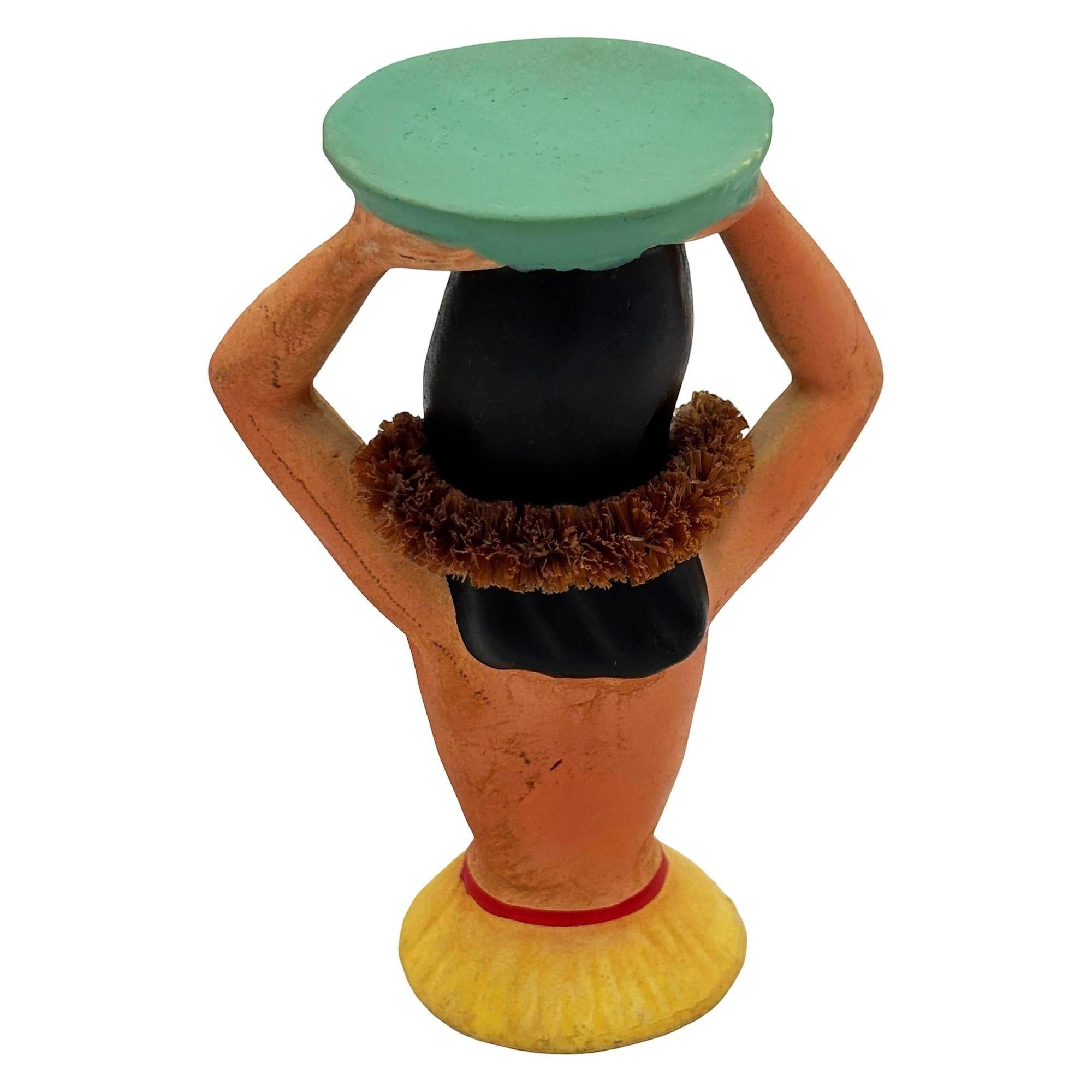 Mid-Century moderno 1940 Chalkware Ceramica Nudo Hula Girl Porta tovaglioli Busto Scultura in vendita