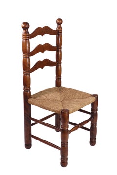 1940 Charles Dudouyt French Design Wicker and Oak Chairs Set of 4