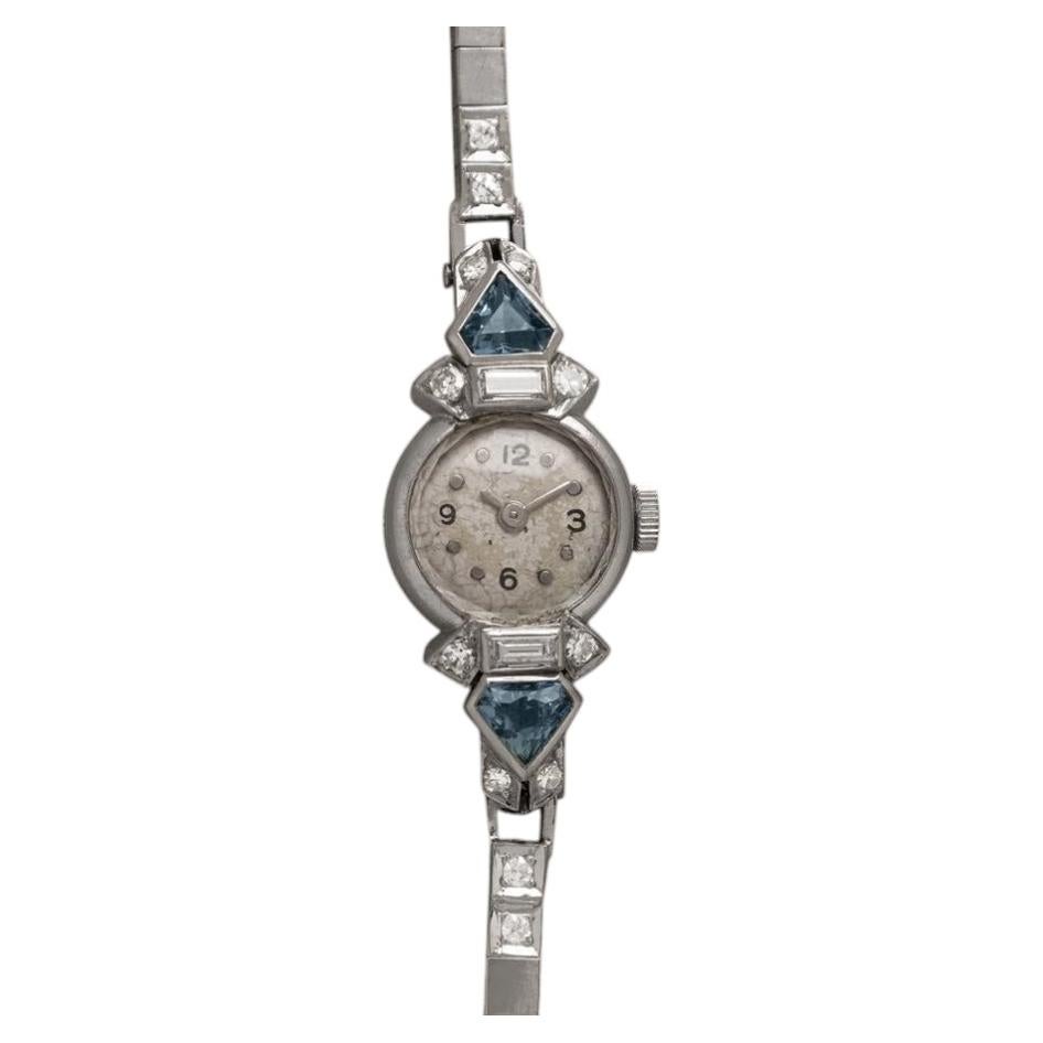 1940 Cresarrow Montre Femme Vintage Art of Vintage - Palladium, Diamants et Aigue-marines