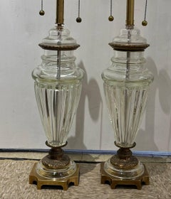 1940 Cut Crystal Table Lamps Pair