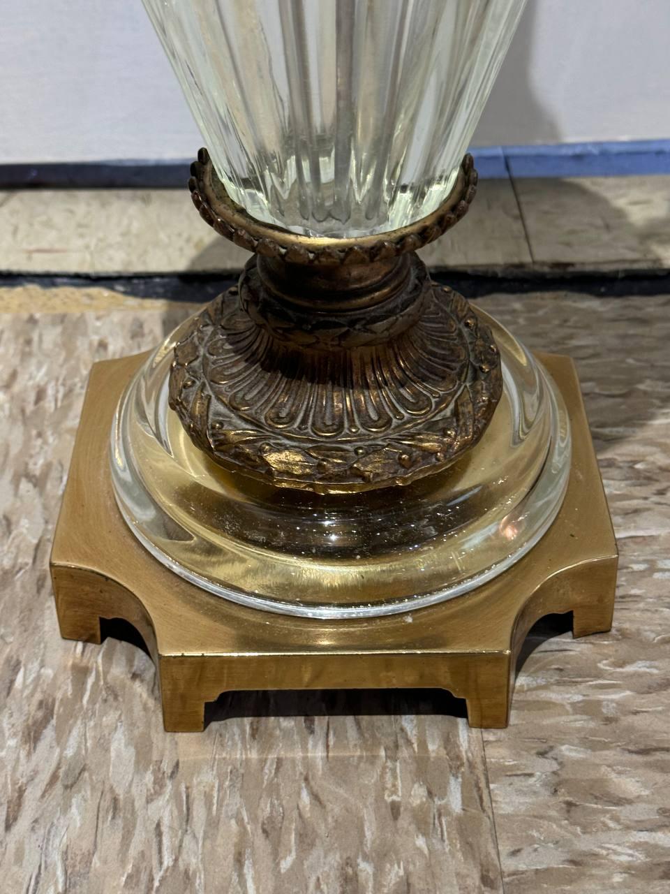 Français 1940 Cut Crystal Table Lamps Pair en vente