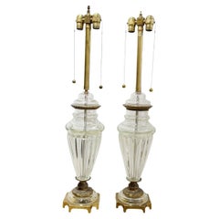 1940 Cut Crystal Table Lamps Pair