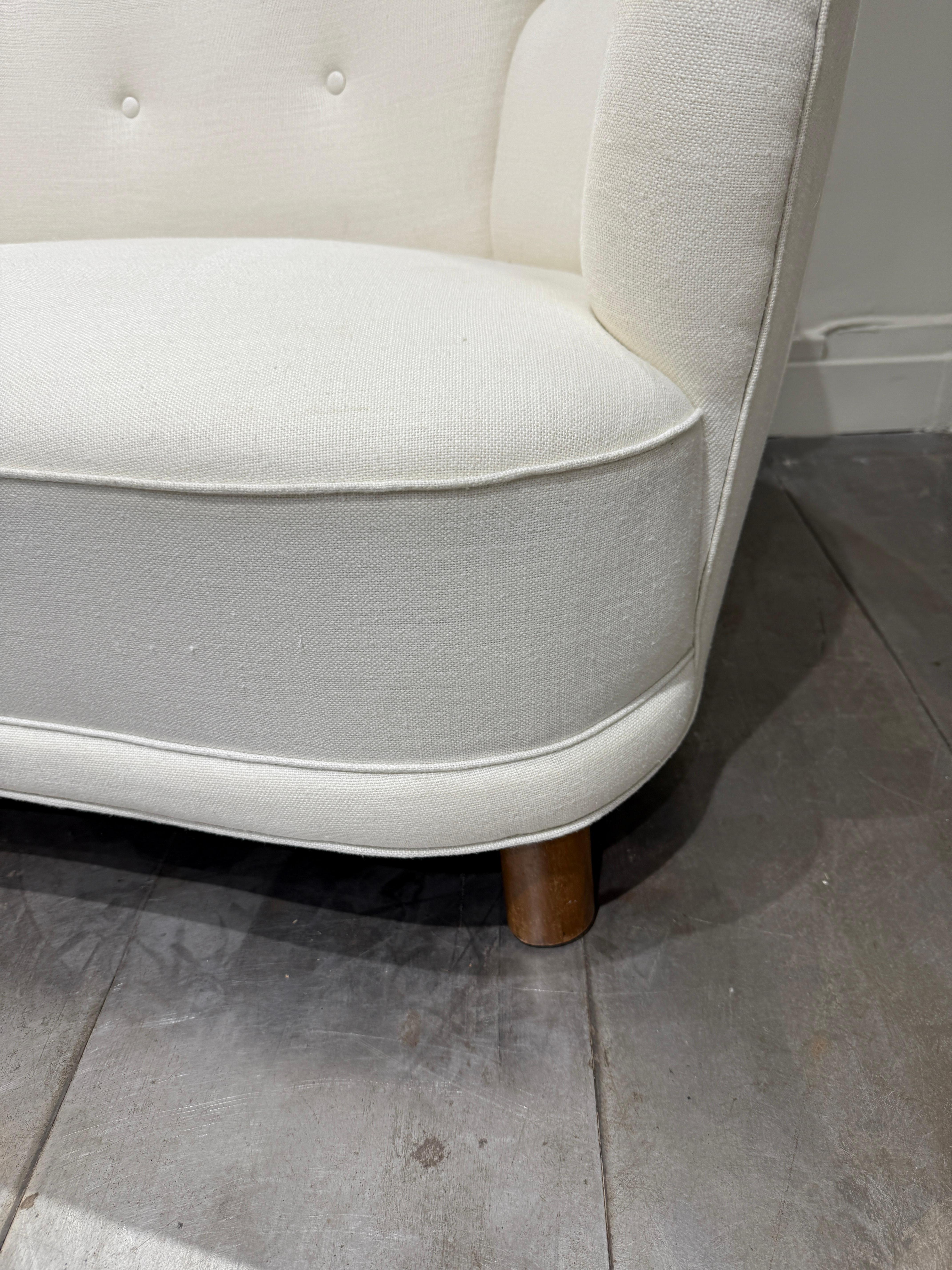 1940 sofá moderno danés de forma curva Tela en venta