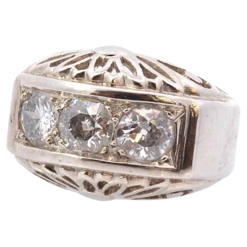 1940 diamonds ring in gold and platinum For Sale