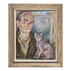 1940 E.Romano "Autorretrato" Óleo sobre tabla de artista